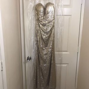 Christina Wu Bridesmaid Dress Gold Sequin